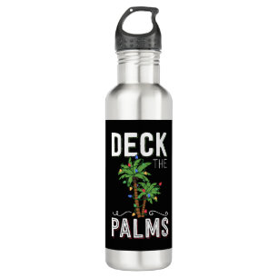 Deck The Palms Tropical Hawaii Christmas Palm  710 Ml Water Bottle
