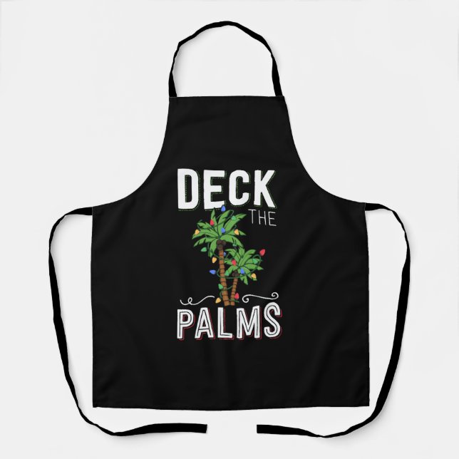 Deck The Palms Tropical Hawaii Christmas Palm  Apron (Front)