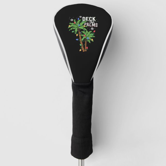 Deck The Palms Tropical Hawaii Christmas Palm Golf Head Cover (Front)