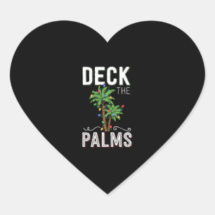 Deck The Palms Tropical Hawaii Christmas Palm Heart Sticker