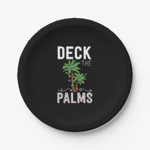 Deck The Palms Tropical Hawaii Christmas Palm  Paper Plate