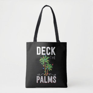 Deck The Palms Tropical Hawaii Christmas Palm Tote Bag