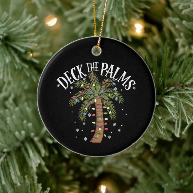 Deck The Palms Tropical Hawaii Christmas Palm Tree Ceramic Tree Decoration (Tree)