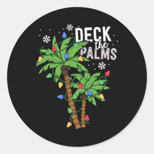 Deck The Palms Tropical Hawaii Christmas Palm Tree Classic Round Sticker