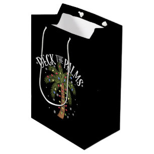 Deck The Palms Tropical Hawaii Christmas Palm Tree Medium Gift Bag
