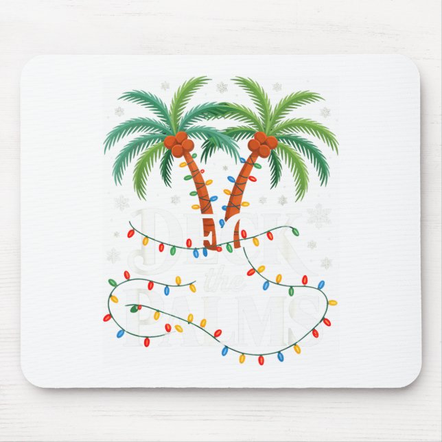 Deck The Palms Tropical Hawaii Christmas Palm Tree Mouse Mat (Front)
