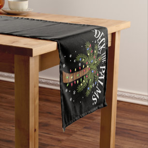 Deck The Palms Tropical Hawaii Christmas Palm Tree Short Table Runner
