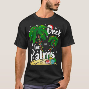 Deck The Palms Tropical Hawaii Christmas Palm Tree T-Shirt