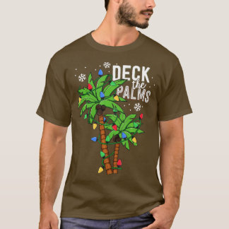 Deck The Palms Tropical Hawaii Christmas Palm Tree T-Shirt