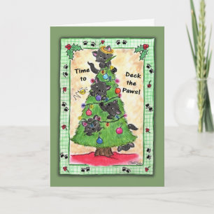 Deck the Paws -Cats in Christmas Tree Holiday Card