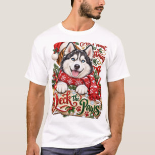 Deck the Paws Christmas Husky T-Shirt