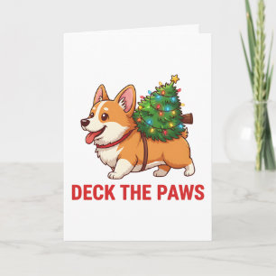 Deck the Paws Corgi Christmas Cute Holiday Card