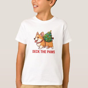 Deck the Paws Kids Corgi Shirt   Cute Christmas 