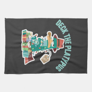 Deck The Platypus Funny Christmas Parody Holiday   Tea Towel
