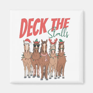 Deck the Stalls Funny Christmas Horse Lovers Magnet