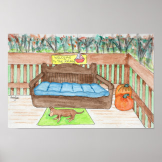 Deck with Dog-Welcome to the Island Poster