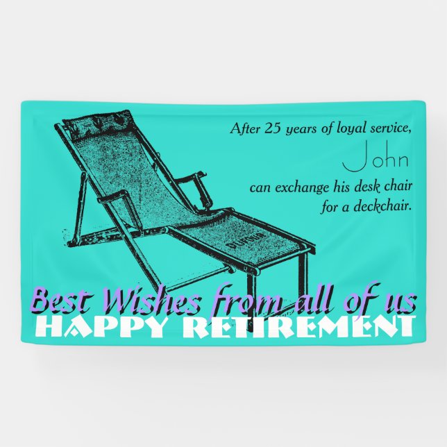 Deckchair Happy Retirement Party Banner 2 (Horizontal)