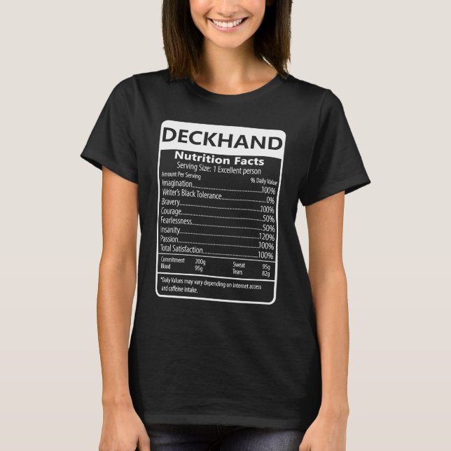 Deckhand Nutrition Facts Sarcastic Graphic T-Shirt (Front)