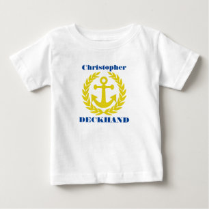 Deckhand with boat name and anchor motif baby T-Shirt