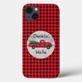 Deckin Halls Red Christmas Truck iPhone 13 Case