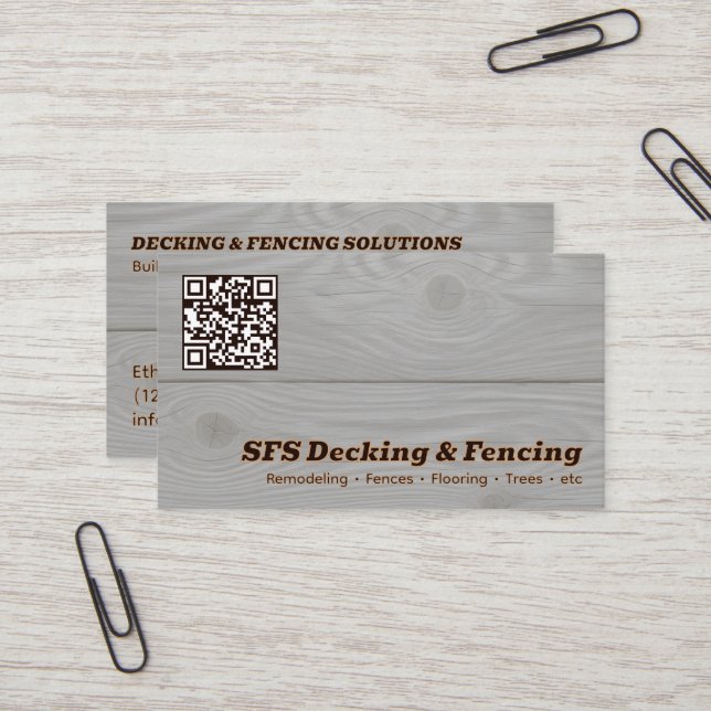Decking & Fencing Business QR Vcard Card (Front/Back In Situ)