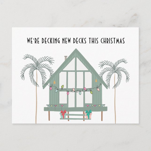Decking New Decks Beach House Palms Holiday Moving Announcement Postcard (Front)