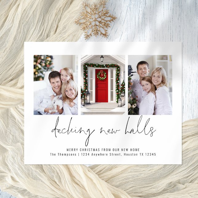 Decking New Halls 3 Photos Moved Christmas card (Christmas wishes ad new home details all in one)