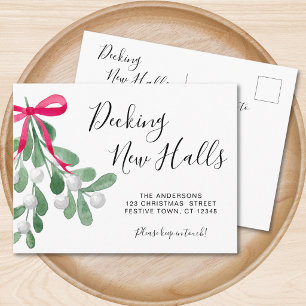 Decking New Halls Christmas Holiday Moving Announcement Postcard
