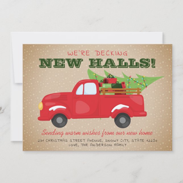 Decking New Halls Christmas Truck Festive Moving Announcement (Front)
