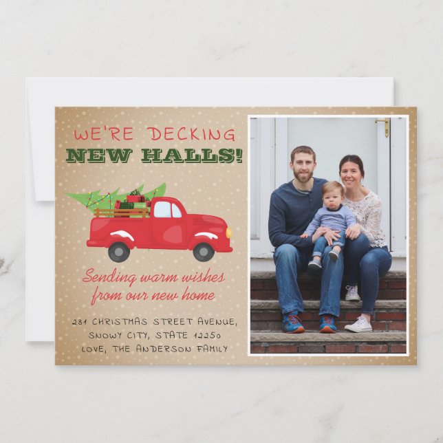 Decking New Halls Christmas Truck Photo Moving Announcement (Front)