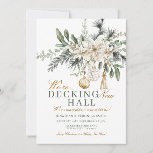 Decking New Halls Holiday Christmas Housewarming Invitation