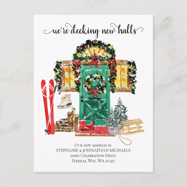 Decking New Halls Holiday Moving Announcement Post (Front)