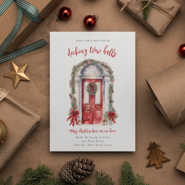 Decking New Halls Moving Announcement Holiday Card (Creator Uploaded)