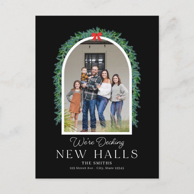 Decking New Halls Moving Announcement Postcard (Front)
