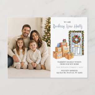 Decking New Halls New Address Moving Photo Holiday Postcard