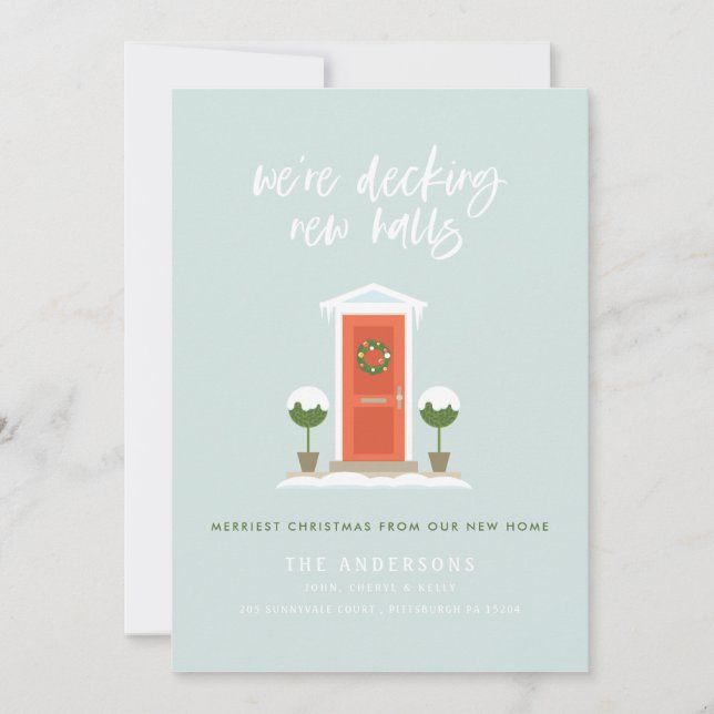 Decking New Halls | New Home, New Address Holiday Invitation (Front)
