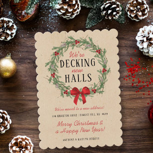 Decking New Halls   Rustic Kraft Holiday Moving Card