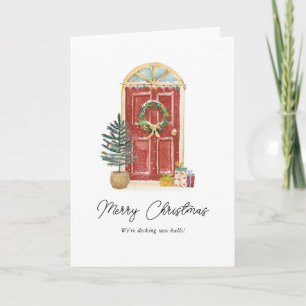 Decking New Halls Watercolor New Home Christmas Card