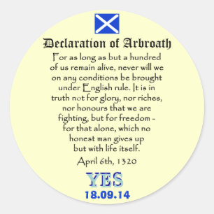 Declaration of Arbroath Scottish Independence Classic Round Sticker