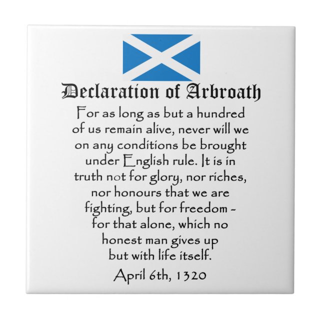 Declaration of Arbroath Scottish Independence Tile (Front)