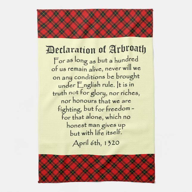 Declaration of Arbroath Wallace Tartan Tea Towel (Vertical)