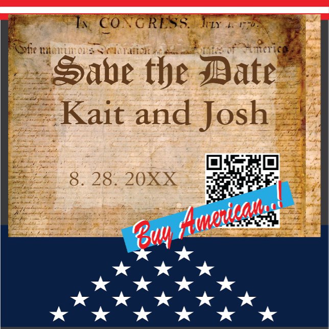 Declaration of Independence 📜 1776 Vintage  Invitation (Honor American history with this stunning Declaration of Independence Wedding save the date!)
