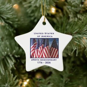 Declaration of Independence 250th Anniversary USA  Ceramic Tree Decoration