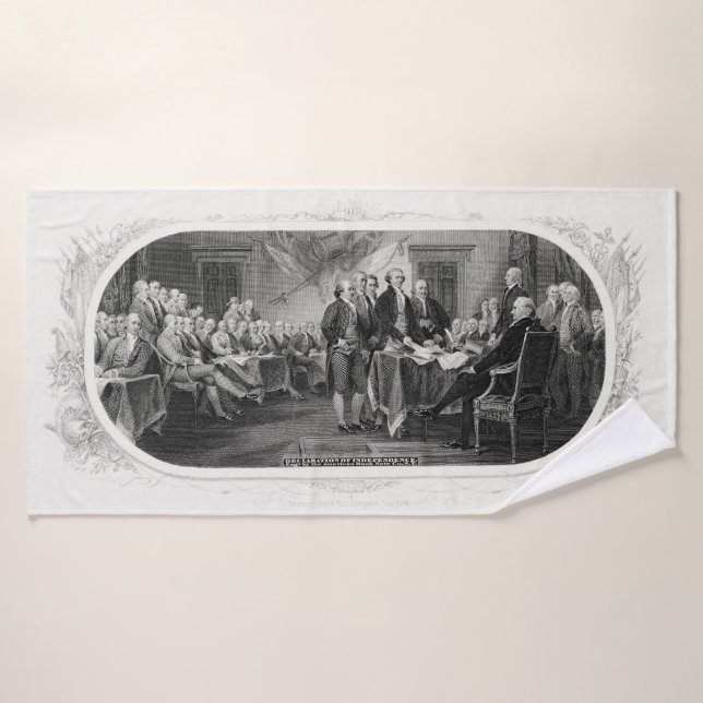 Declaration of Independence: $2 Bill, Etching Bath Towel (Bath Towel)