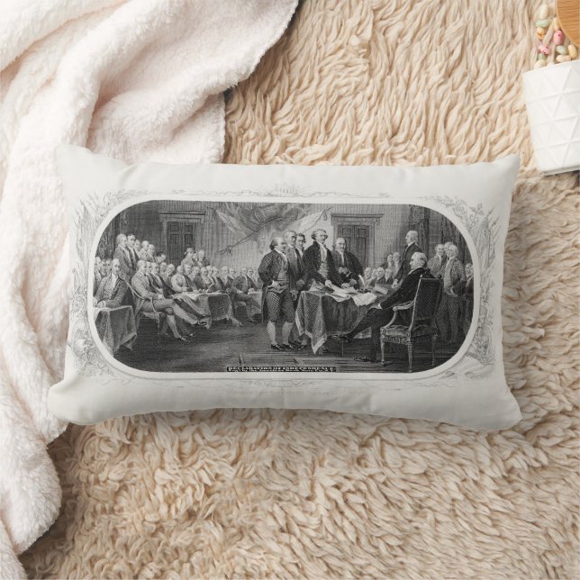 Declaration of Independence: $2 Bill, Etching Lumbar Cushion (Blanket)