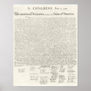 Declaration of Independence America July 4th Poster