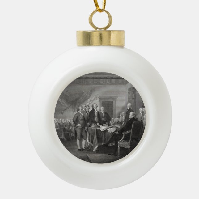 Declaration of Independence Ceramic Ball Christmas Ornament (Front)