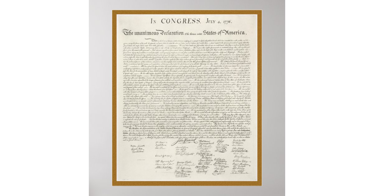 Declaration of Independence engraving poster Zazzle