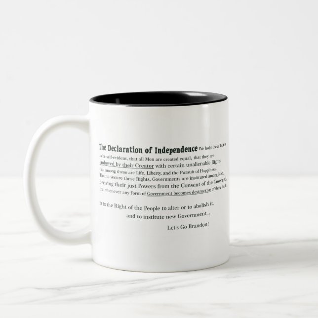 Declaration of Independence - Let's Go Brandon Two-Tone Coffee Mug (Left)