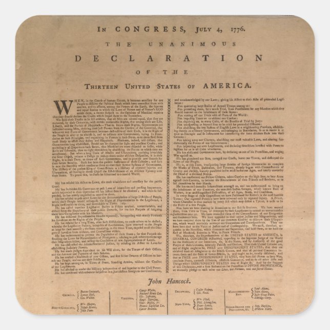 Declaration of Independence Stickers (Front)